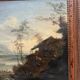 Oil on canvas "Seascape and Mountains" 19th century