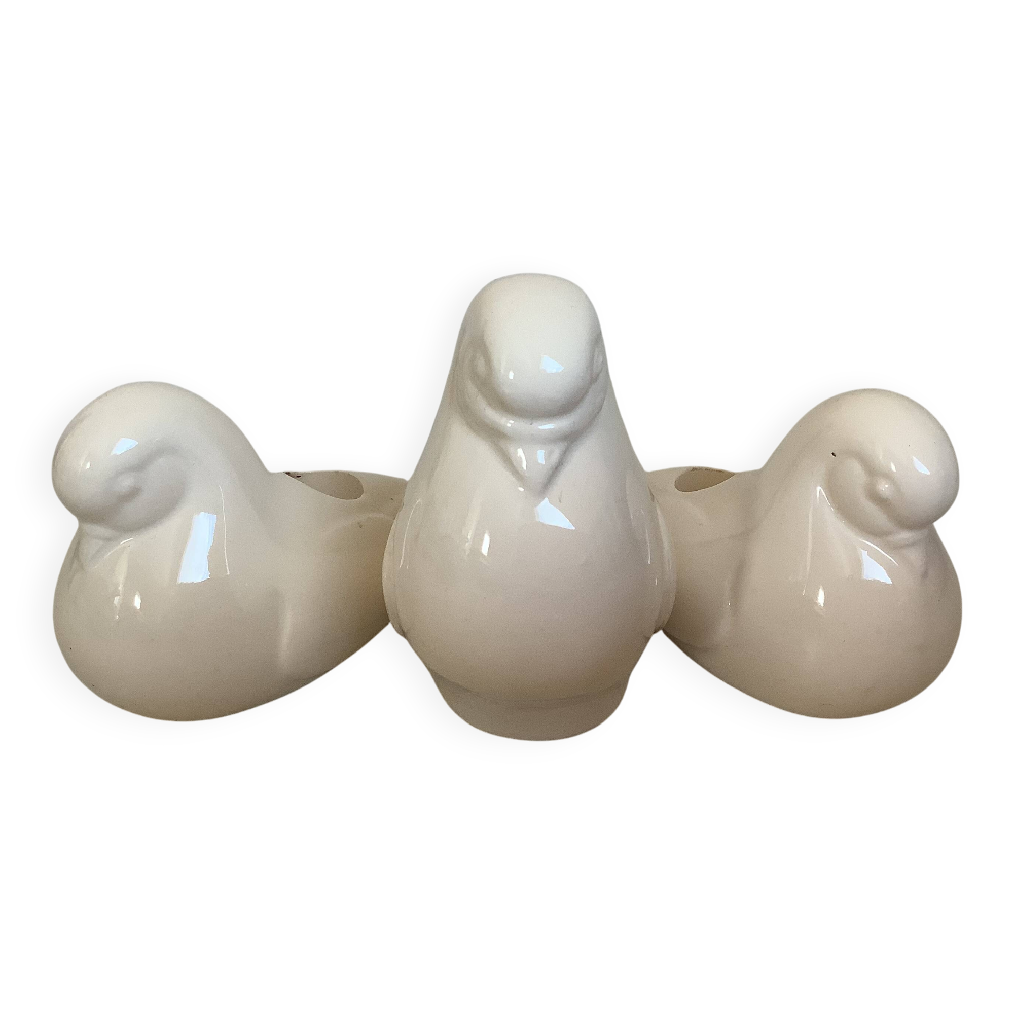 Trio de bougeoirs colombes oiseaux