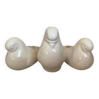 Set of three dove candle holders