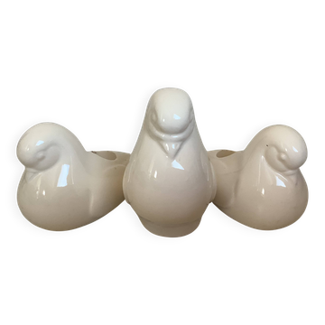 Trio de bougeoirs colombes oiseaux