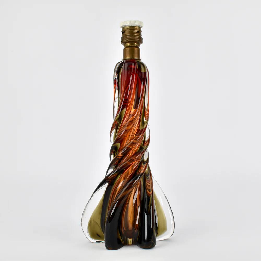 Lampe de table en verre d'uranium Murano, années 1950