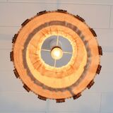 Suspension en toile de jute et bois 1970 vintage