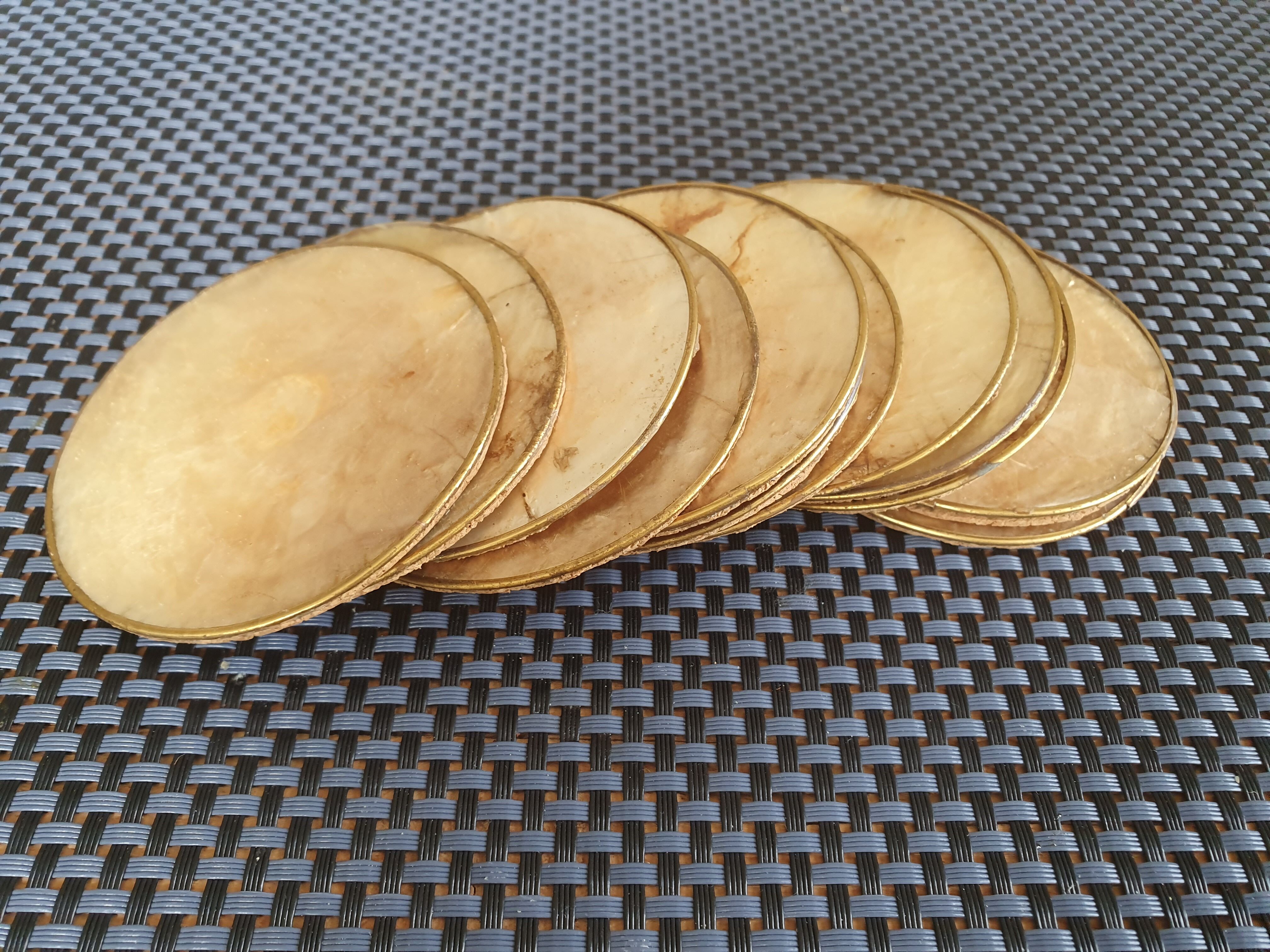 Mother-of-pearl bottle mats set