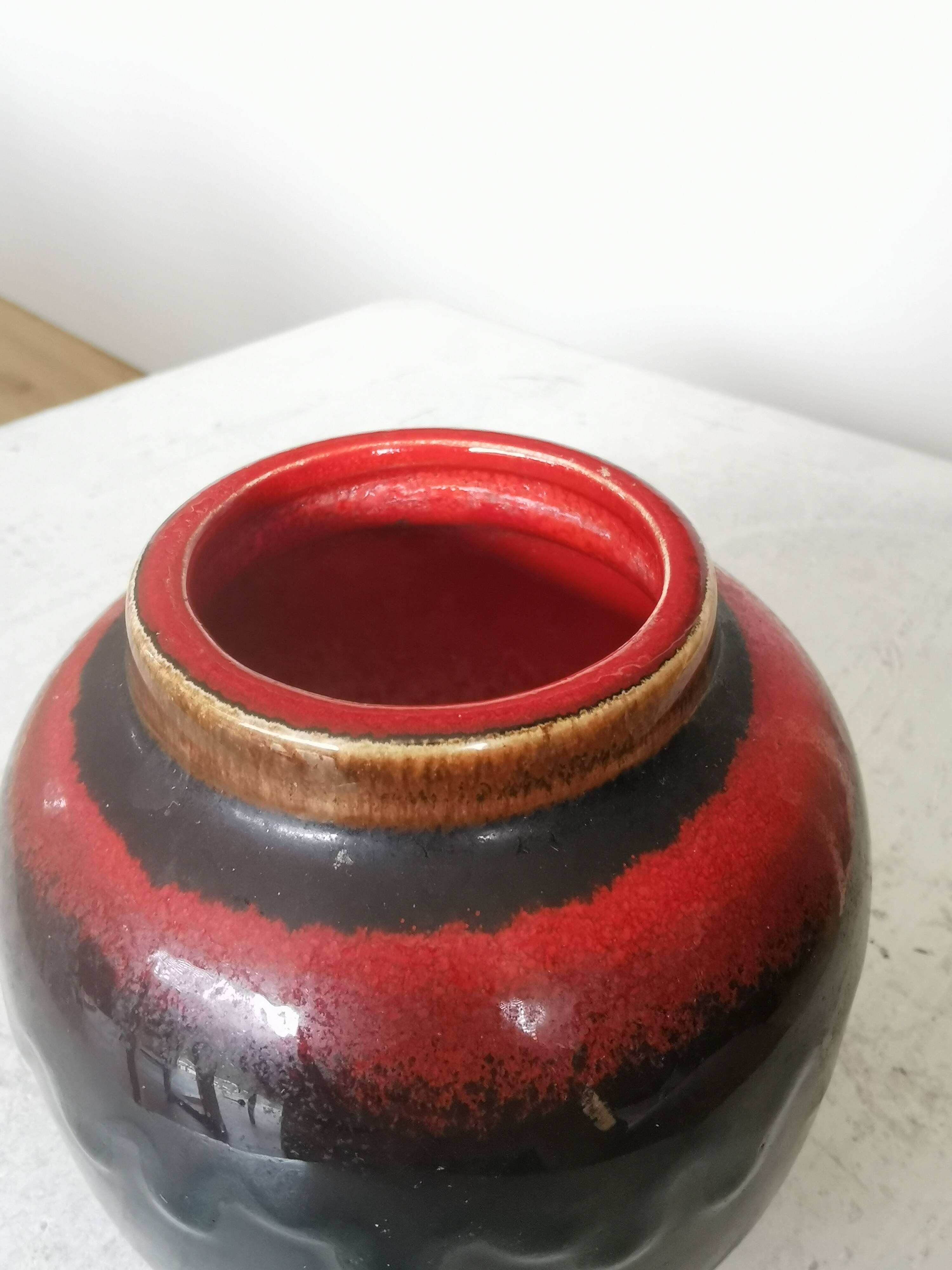 Vase vintage à glaçure lave : KIL Yougoslavie, décoration style milieu du siècle des années 1970