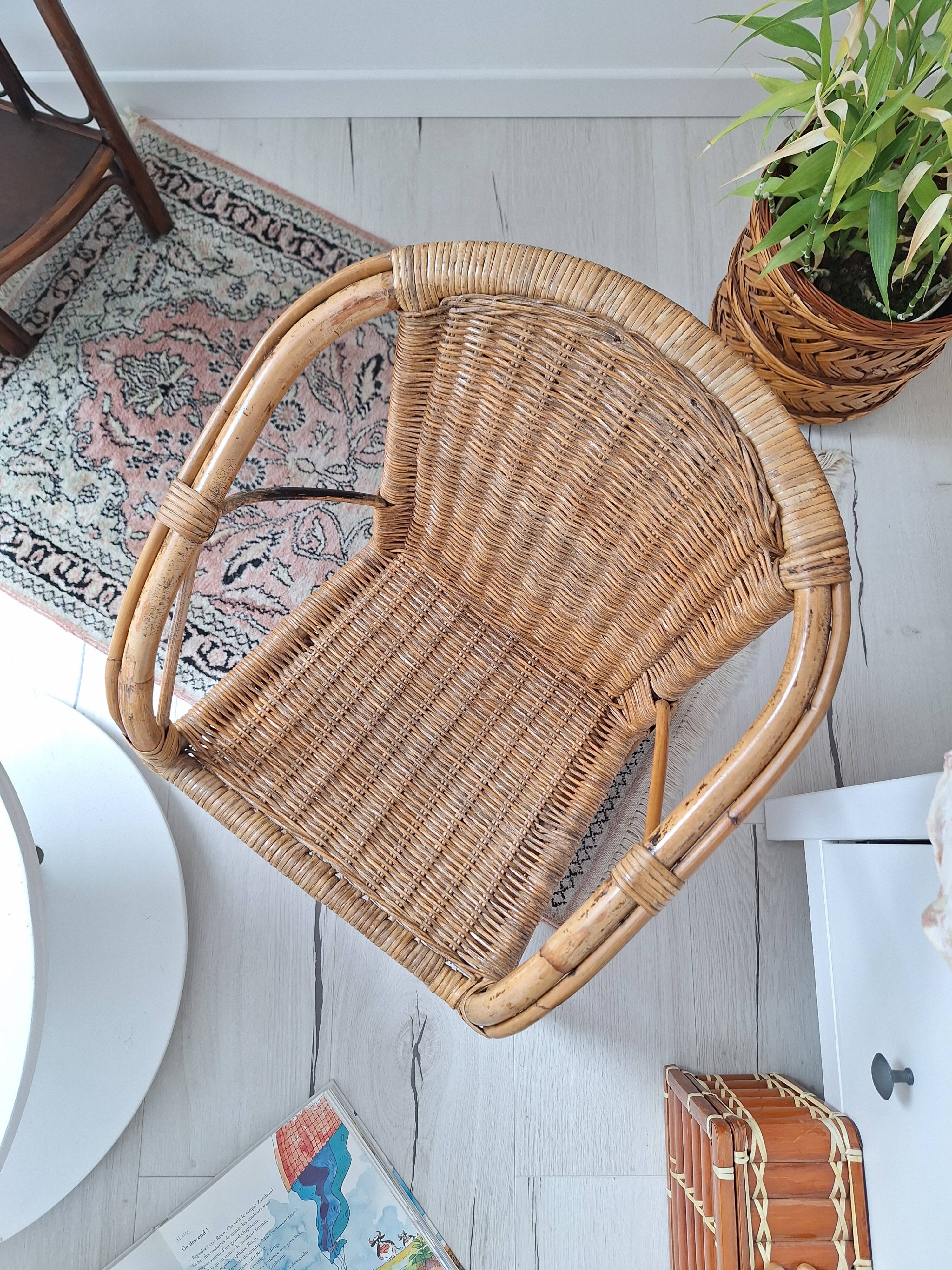 Vintage children's rattan chair