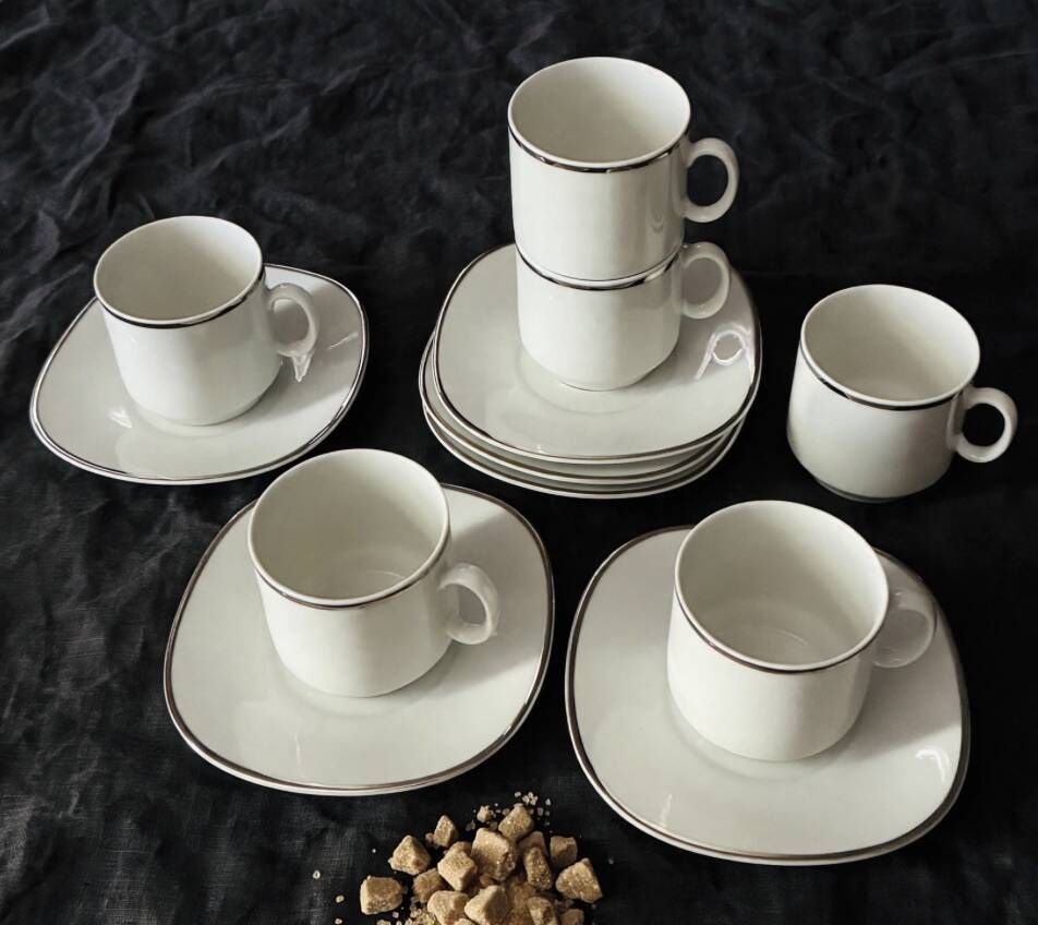 Coffee service cups and saucers porcelain Schirnding Bavaria