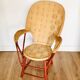 Vintage chestnut armchair and burlap