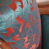 Vintage wooden and cane bridge armchair from the 1950s