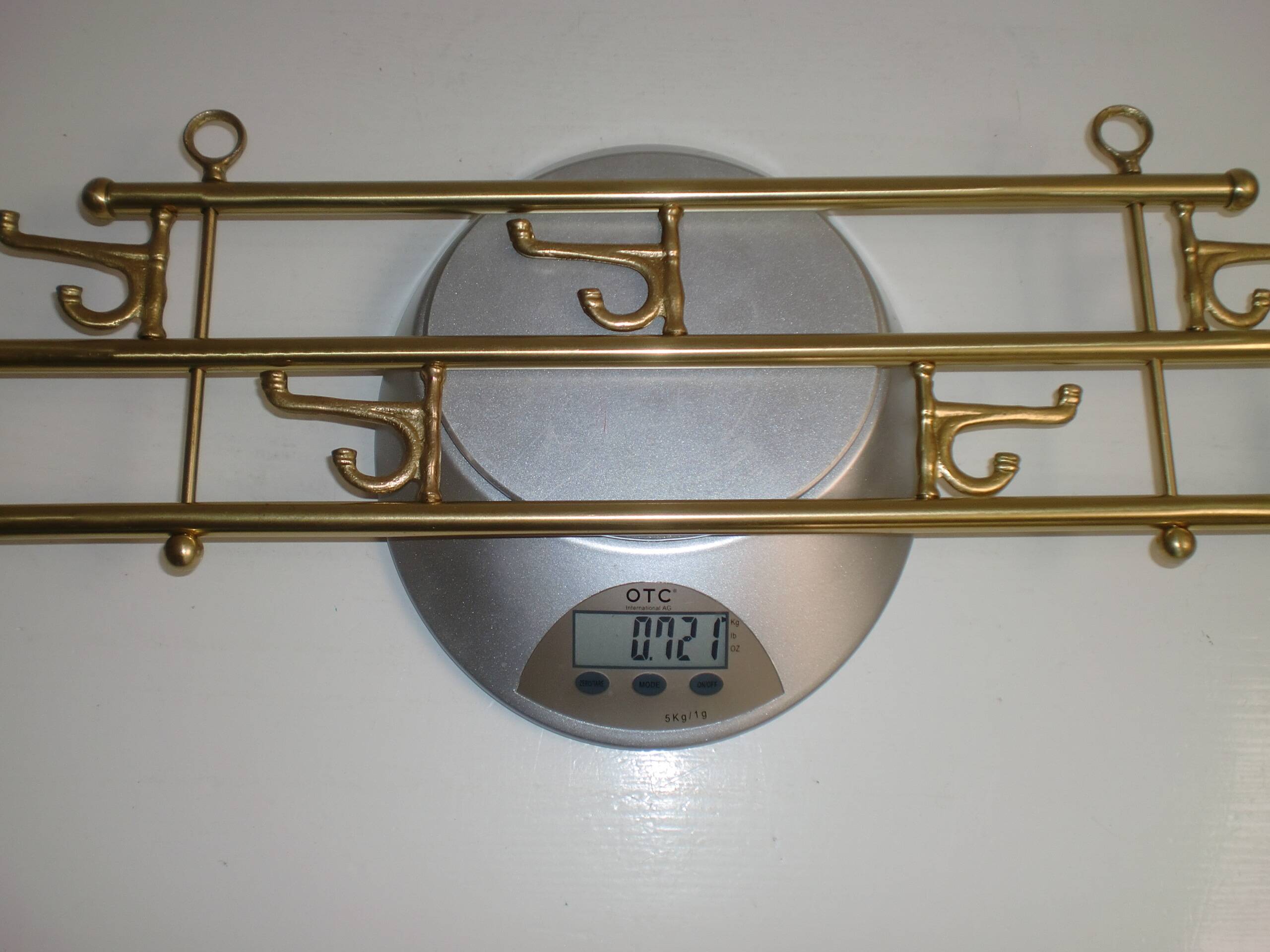 1 of 2 brass coat racks with 7 foldable hooks 1940s art-deco