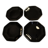 4 black Arcoroc "Octime" dessert plates (set 2)
