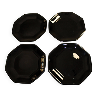 4 assiettes à dessert « Octime » Arcoroc noires (lot 2)