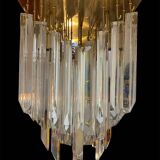 Venini Ceiling light large crystal glass blade, Italy 1980s