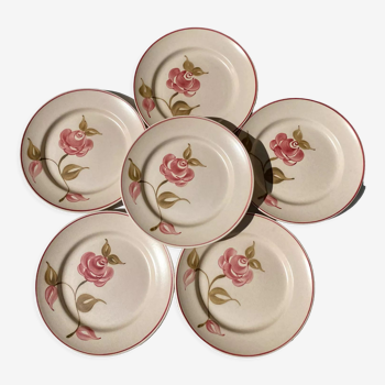 Assiettes plates Gien rose