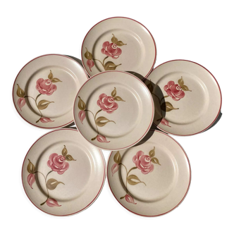 Assiettes plates Gien rose