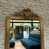 Antique mirror 173/94.5cm Louis-Philippe with a pediment and beaded overmantel.