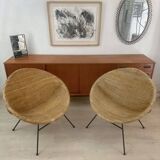 Paire de fauteuils en rotin, 1950