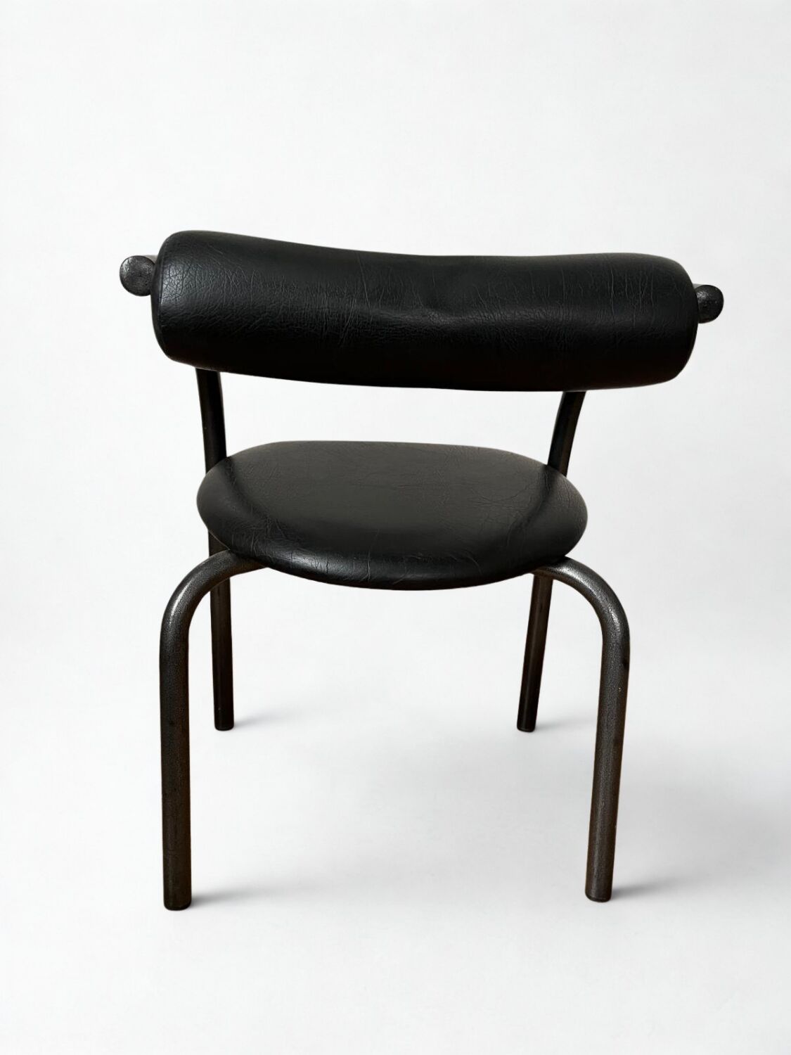Danish design chair from the 80s, black tubular metal and faux leather.