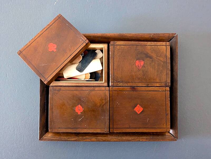 19th century wooden game box
