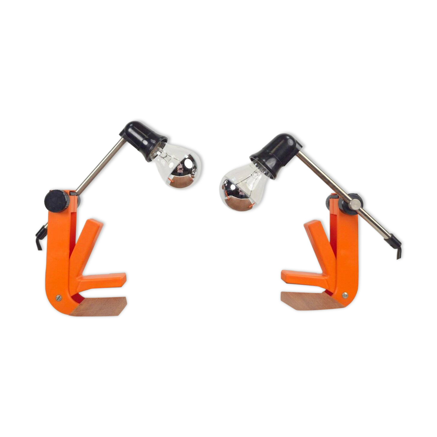 Lampes à pince Revue type 2323, orange, 1970, lot de 2