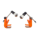 Lampes à pince Revue type 2323, orange, 1970, lot de 2