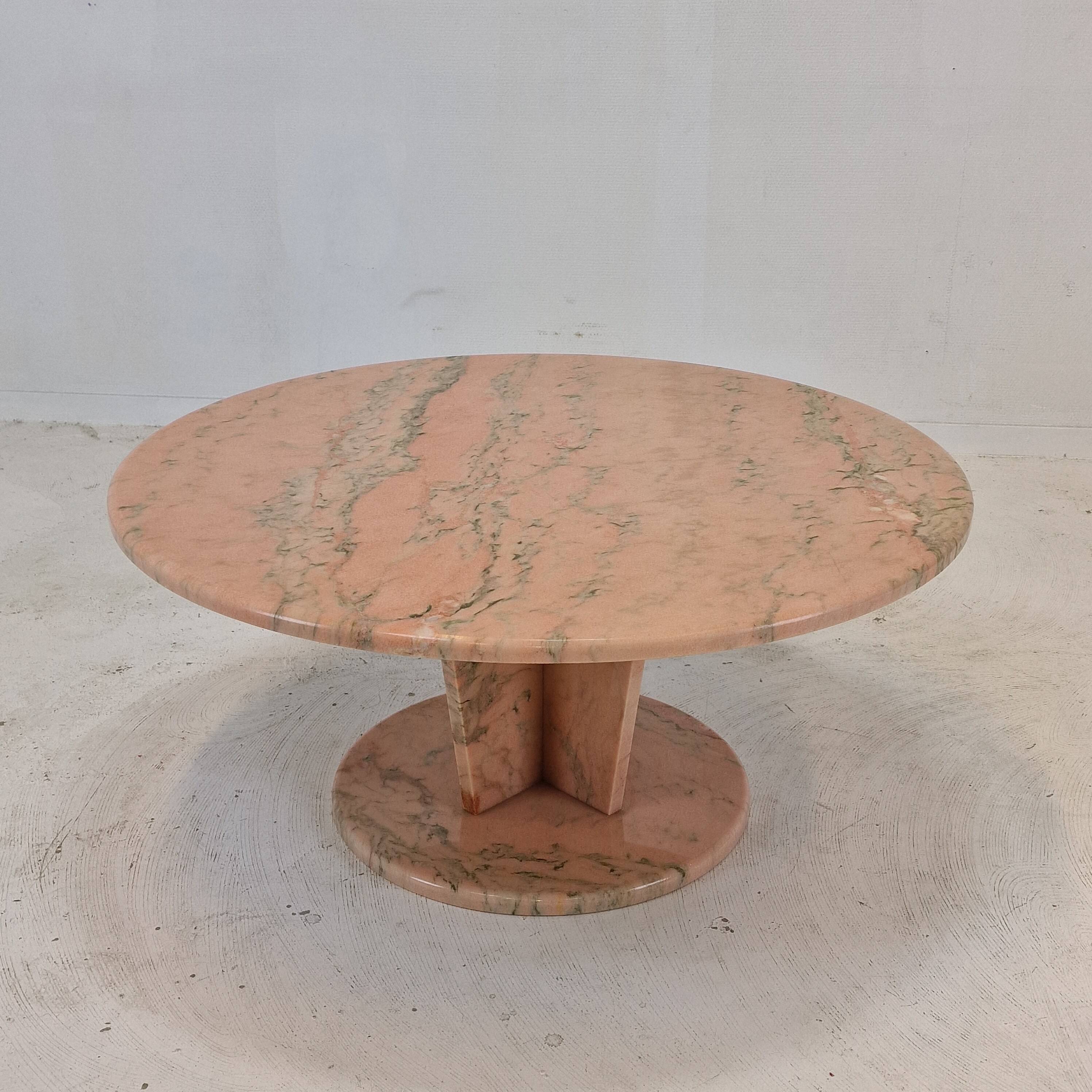 Round Italian Marble Coffee or Side Table, 1980's