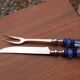 Vintage carving set knife and fork – handles made of blue glass beads