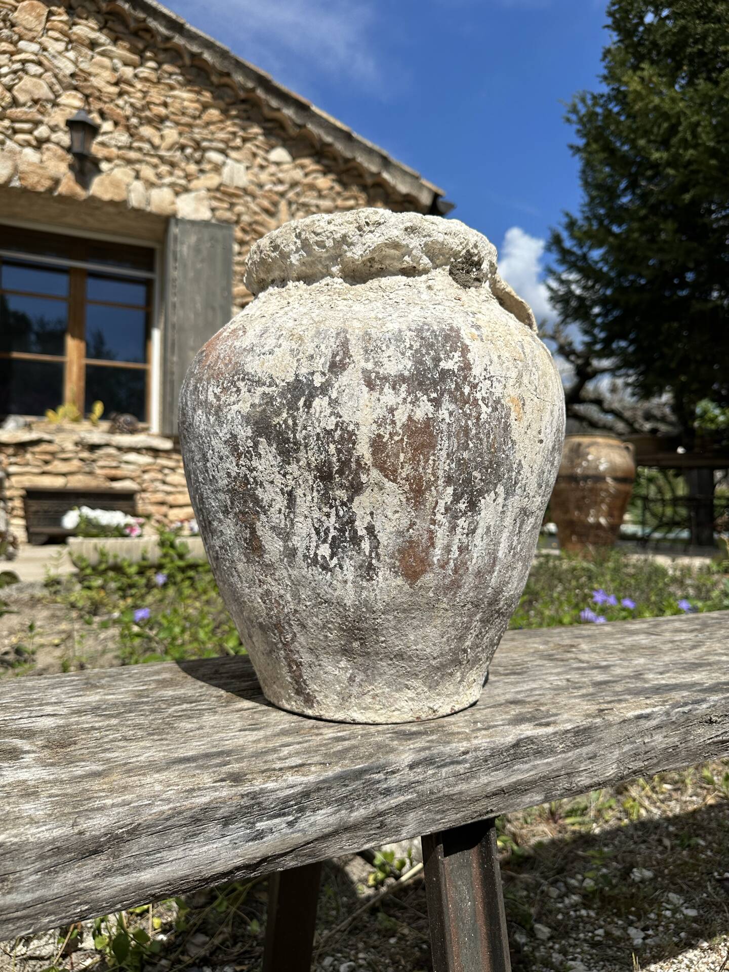 Ancient terracotta pottery jar from the 19th century.