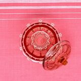 Sugar pot in worked pink glass