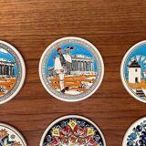 Set of 13 vintage ceramic coasters handmade by Lito Niarchos.