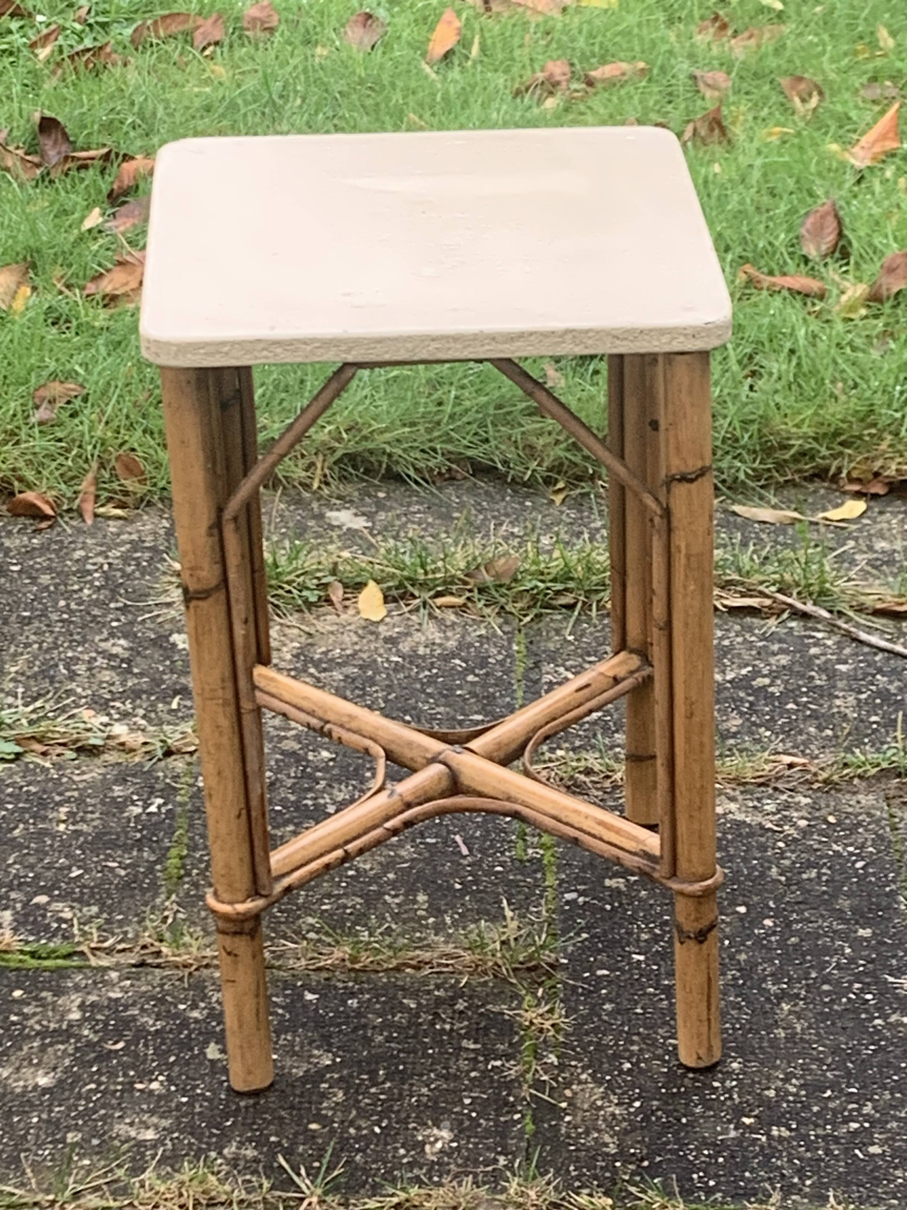 Vintage rattan and wicker side table, bedside table, side table