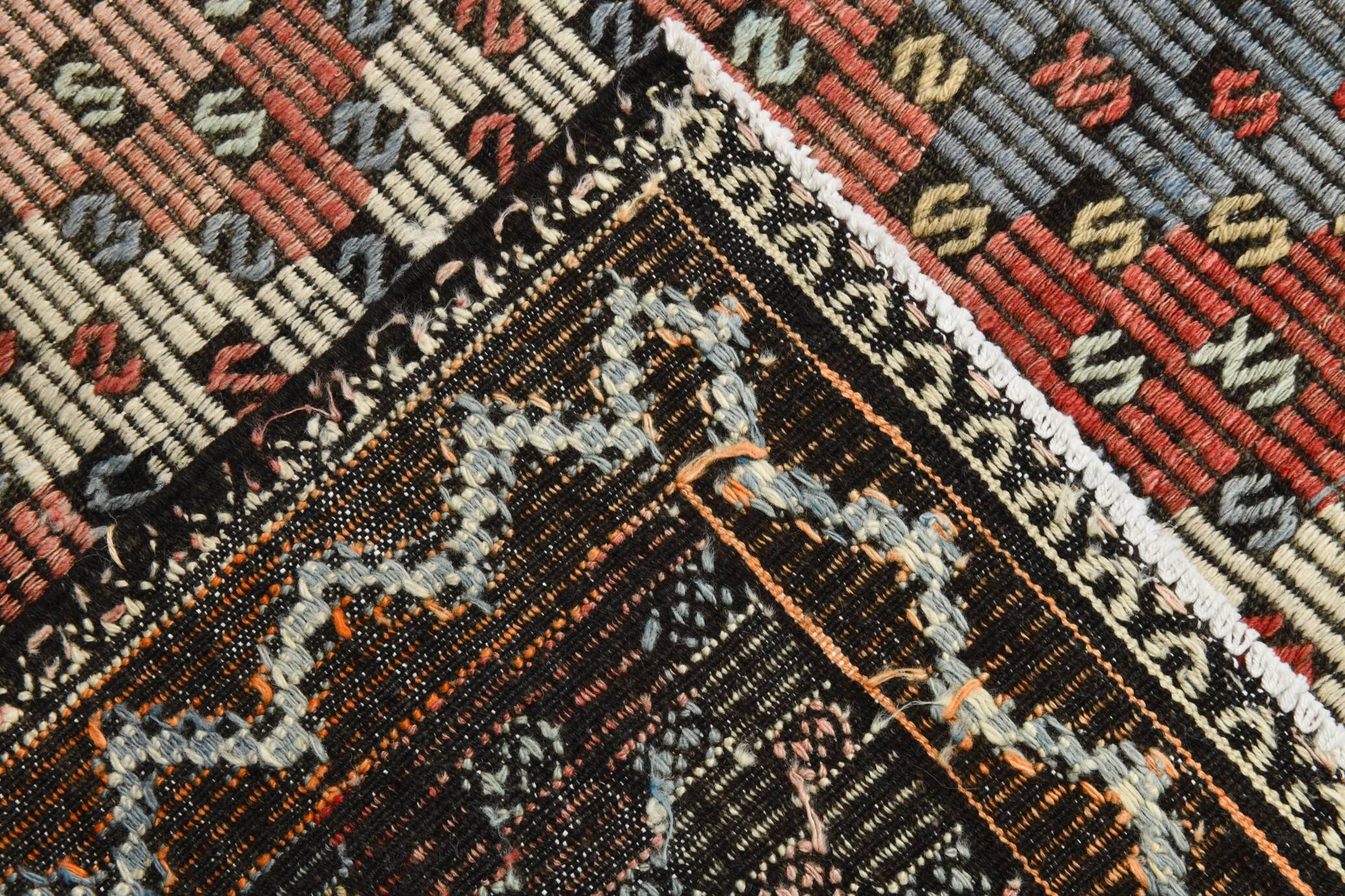 Burgundy & Green Turkish Vintage Kilim Rug