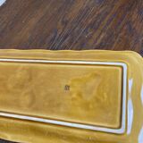 Elongated dish in yellow Digoin Sarreguemines Barbotine