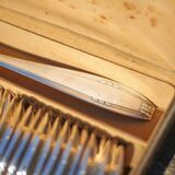 Art Deco cutlery set in box, silver-plated metal cutlery set, decorative table