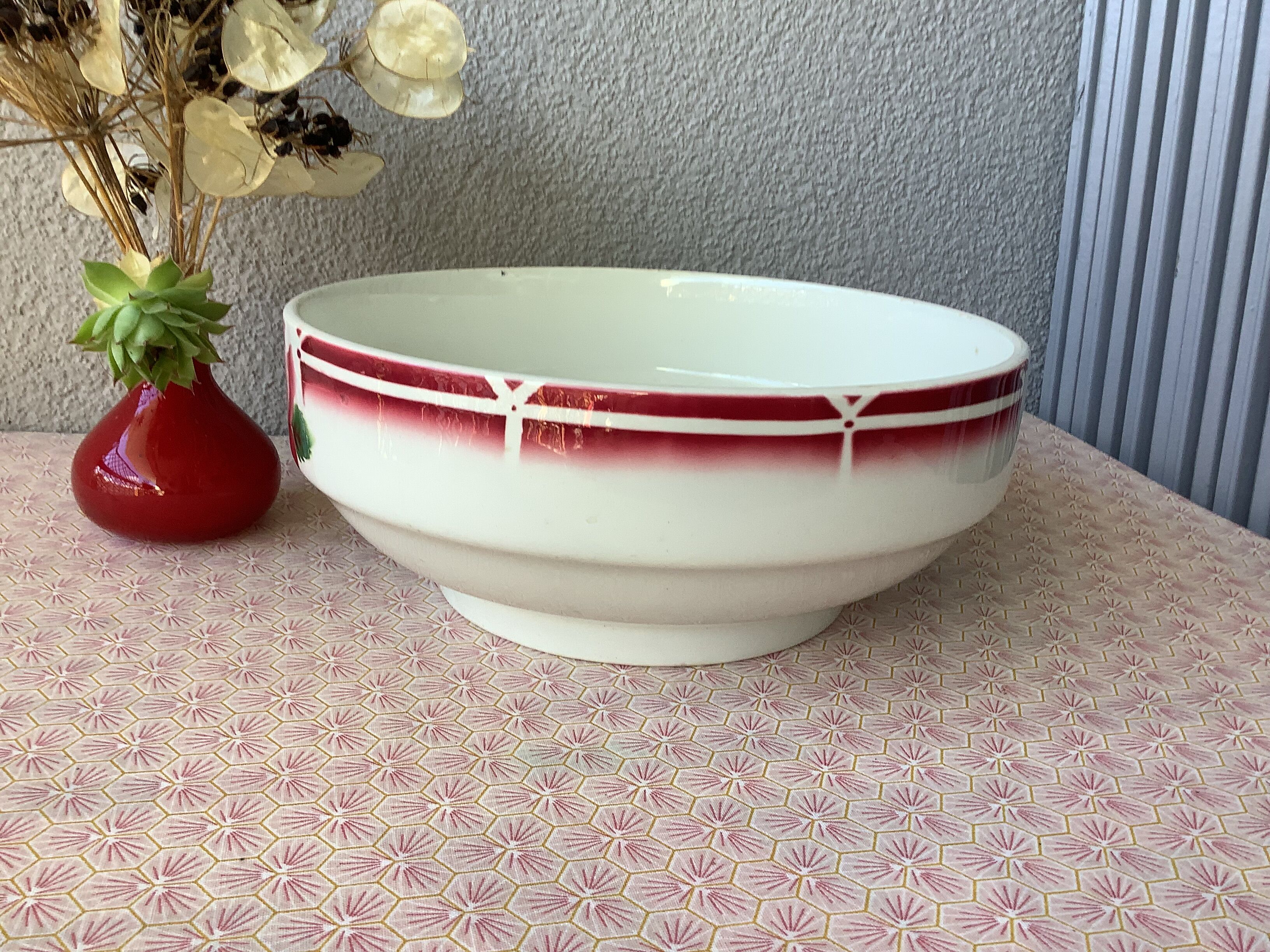 Salad bowl Digoin Cibon Ironstone floral decoration