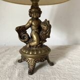 Retro cherub and fish brass lamp
