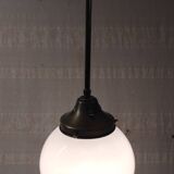 Art Deco pendant light in brass and opaline - mid-20th century