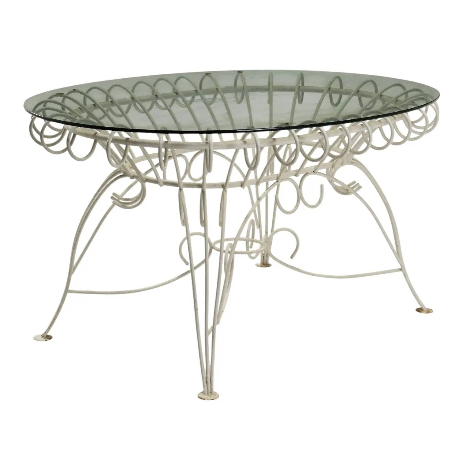 Vintage white enamelled iron garden table, Italy, 1960s