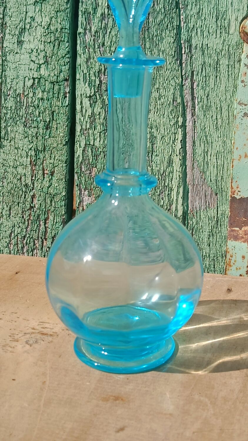 Old blue glass bottle