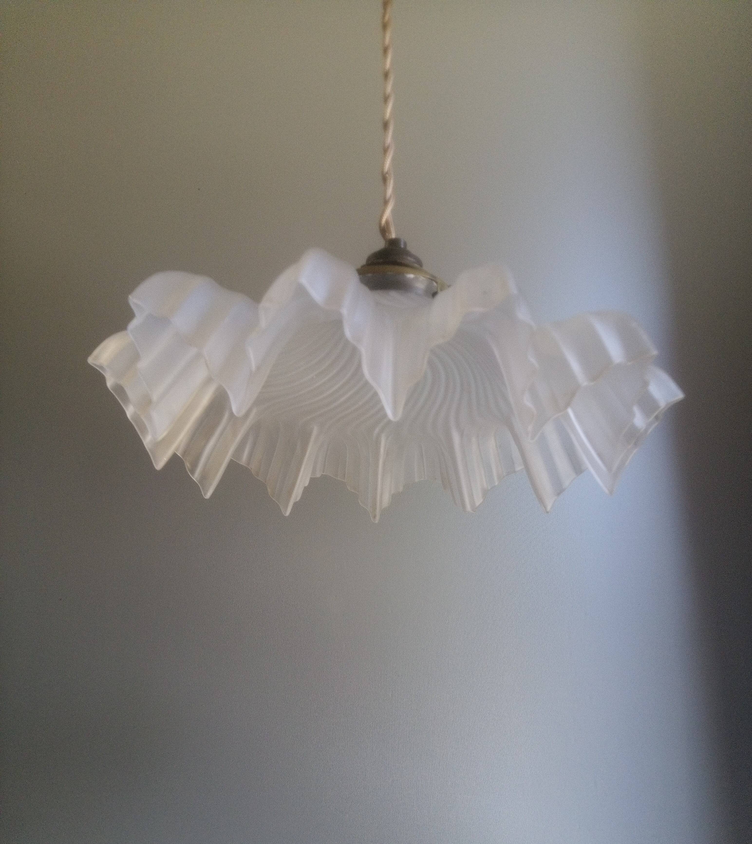 Antique molded glass pendant light - 1930-40