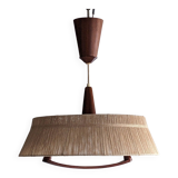 Teak and sisal pendant light from the 50s/60s by Temde Leuchten