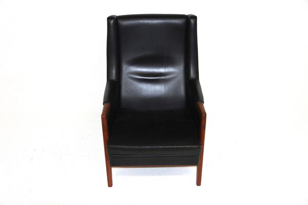 Fauteuil en cuir, Karl Erik Ekselius, Suède, 1960