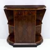 Buffet Art déco italien en noyer et bruyère avec miroir, début du XXe siècle