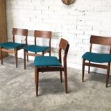Scandinavian teak and duck blue chairs