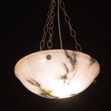 Art Decò Albaster white and pink chandelier, 1950s