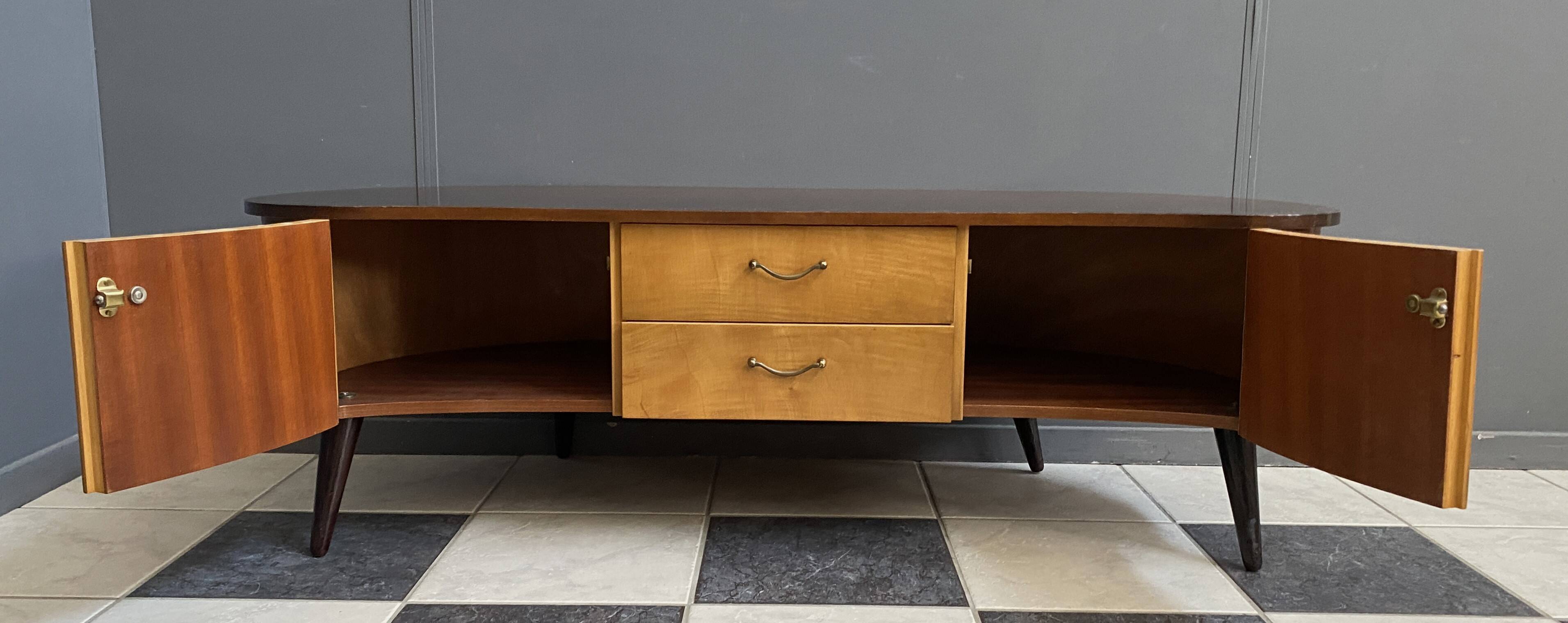 1960s kidney-shaped sideboard in two-tone wood