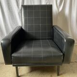 Black skai armchair from the 50s and 60s