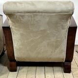 Pair of Art Deco armchairs in rosewood and suede.