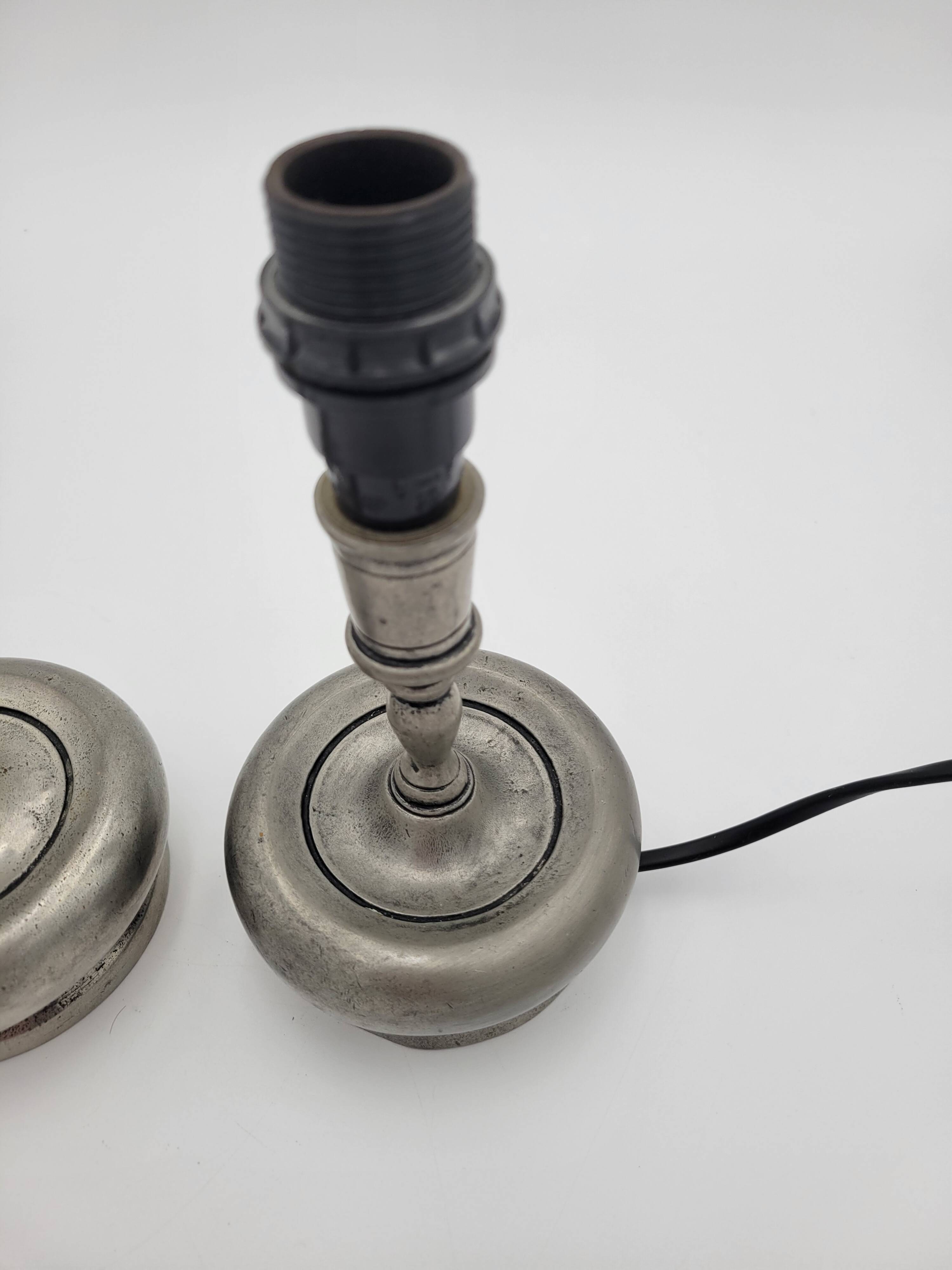Pair of pewter lamp bases