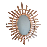 Sun mirror in bamboo and rattan, 70x55 cm