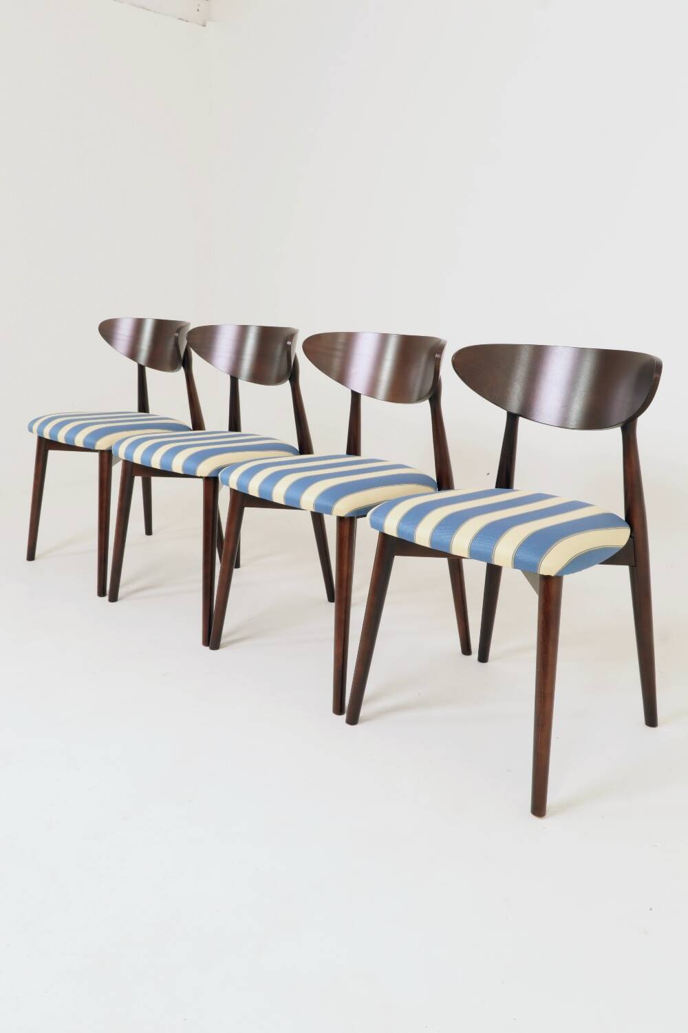 Modern set 4 Dining Chairs, Striped Fabric, French style
